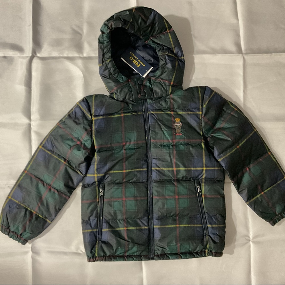 Polo Bear Water-Repellent plaid Down Jacket Kids size 6